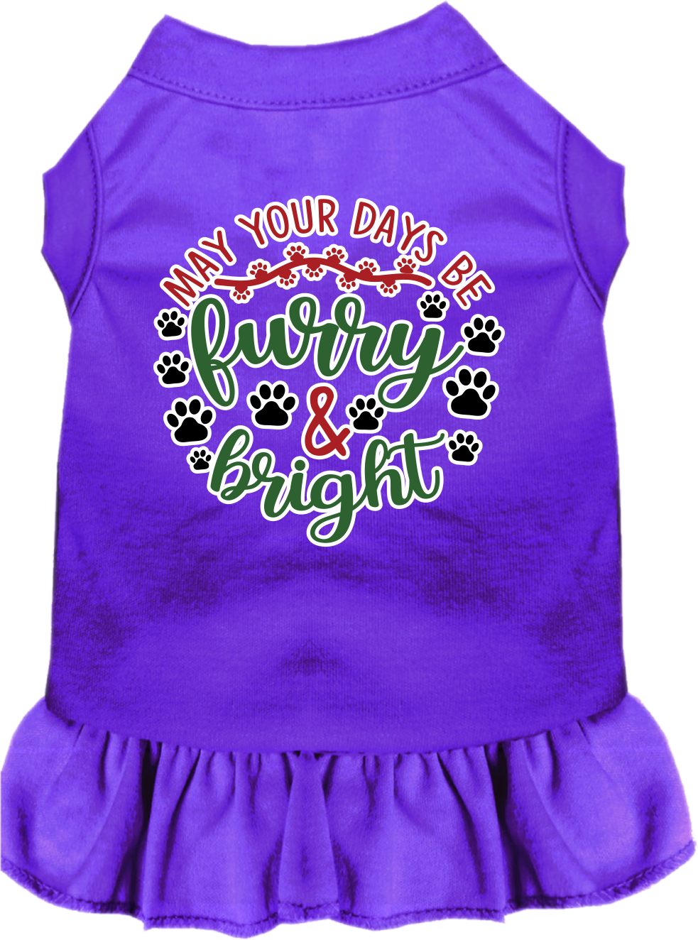 Furry and Bright Screen Print Dog Dress Purple Size XXXL